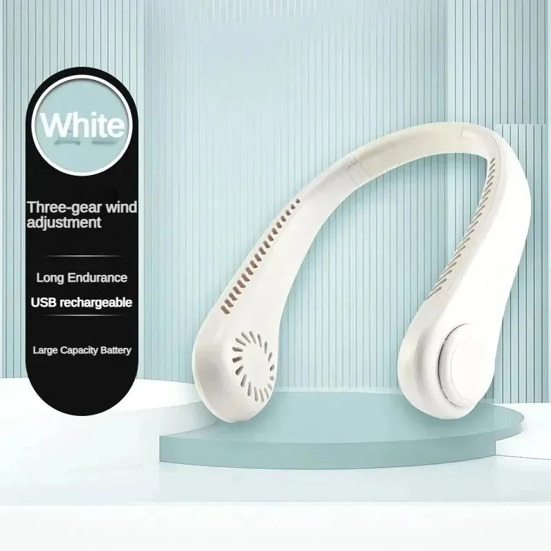 White Portable Neck Fan