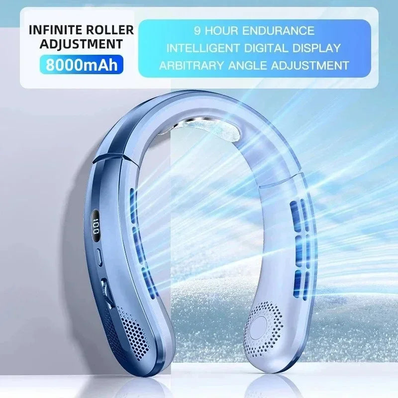 Blue Portable Neck Fan